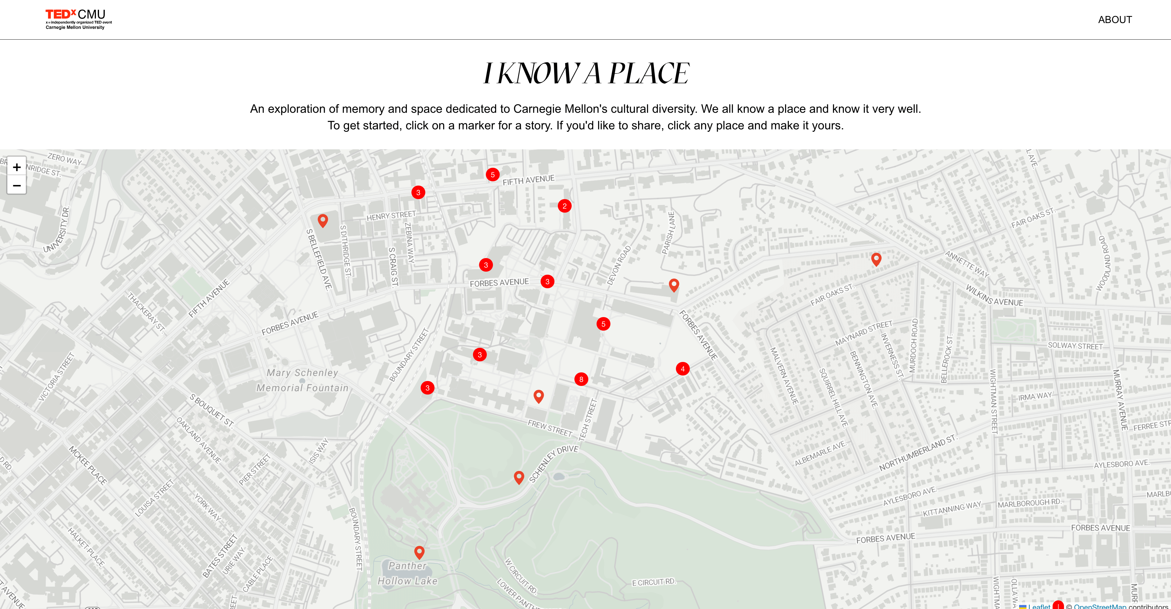 I Know a Place map on first load